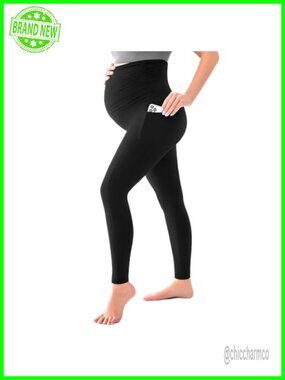 Maternity leggings with pockets over belly yoga pants